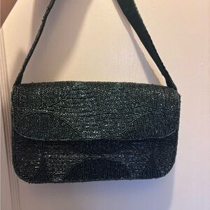 Chic dark green Beaded Shoulder Bag